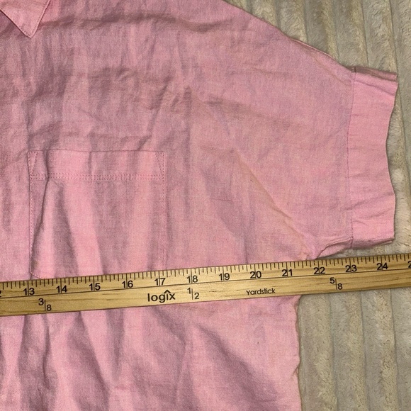 Madewell Pink Short Sleeve Button-Up Top Tie Front Linen Blend - Picture 5 of 8